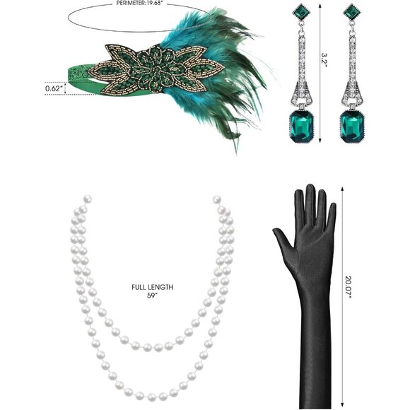 1920s Flapper Dress Sheer Beaded Sleeves Costume Party Vintage - Picture 4 of 7